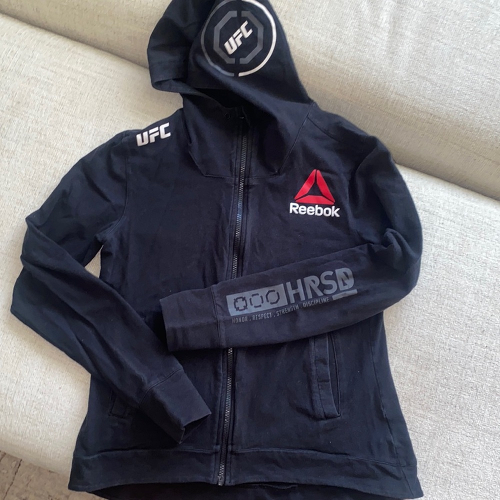 Black Reebok UFC Fighter Kit walkout hoodie Medium